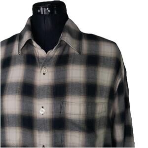 Abercrombie & Fitch Oversized Soft A&F Boyfriend Flannel Size LG Gray/White/Tan